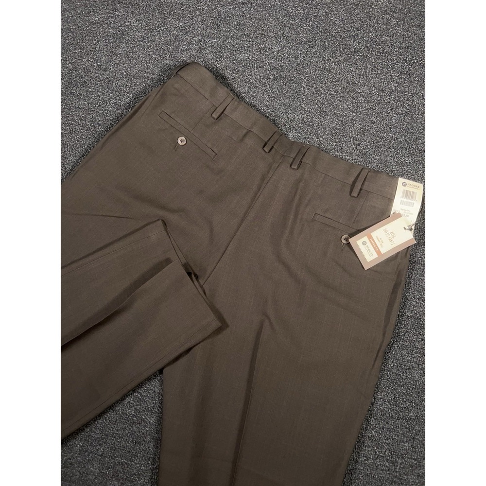 New Haggar Pants Men's 40x29 Brown Repreve Stria Eclo Classic Fit No Iron